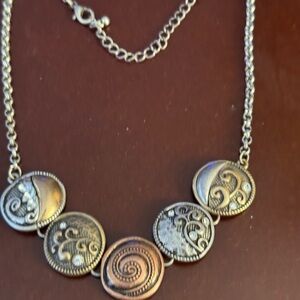 Artisan Silver and Gold Swirl Necklace